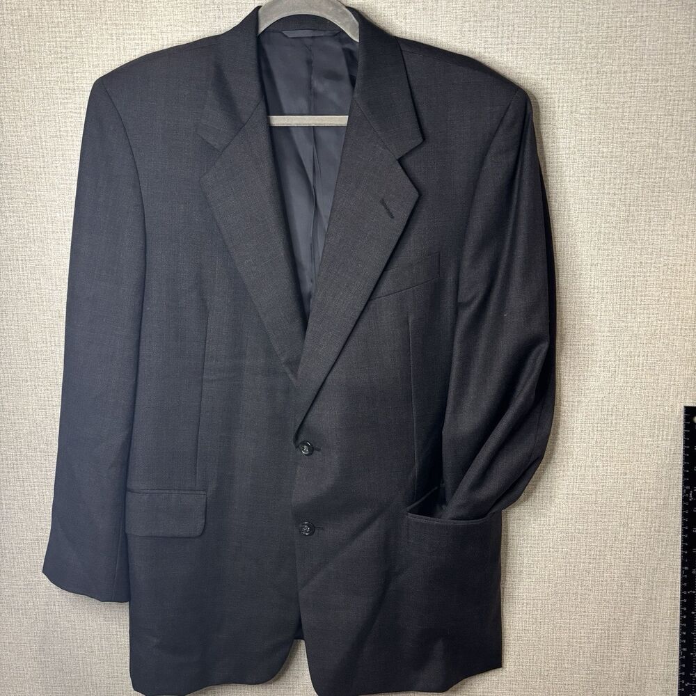 Mens 41R Hickey Freeman Boardroom 100% Wool Heathered Gray Blazer Suit Jacket
